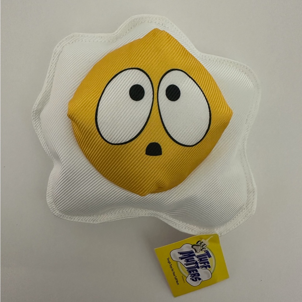 NWT Tuff Mutters Bacon and Egg Dog Toys Set of 2 Durable Plush Squeaky Pet Chews - Picture 2 of 12
